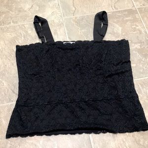 Coldwater Creek Black Lace Camisole Womens 1X Satin Straps Lined